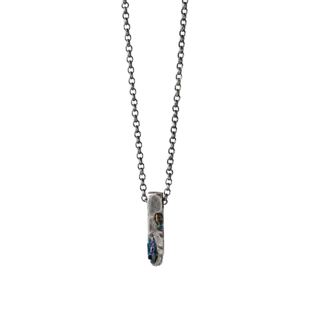 Sterling Silver Pendant With Black Gemstones