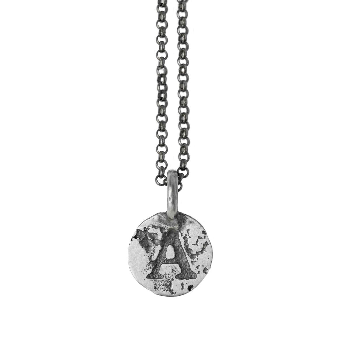 Oxidised Sterling Silver Coin Pendant Necklace