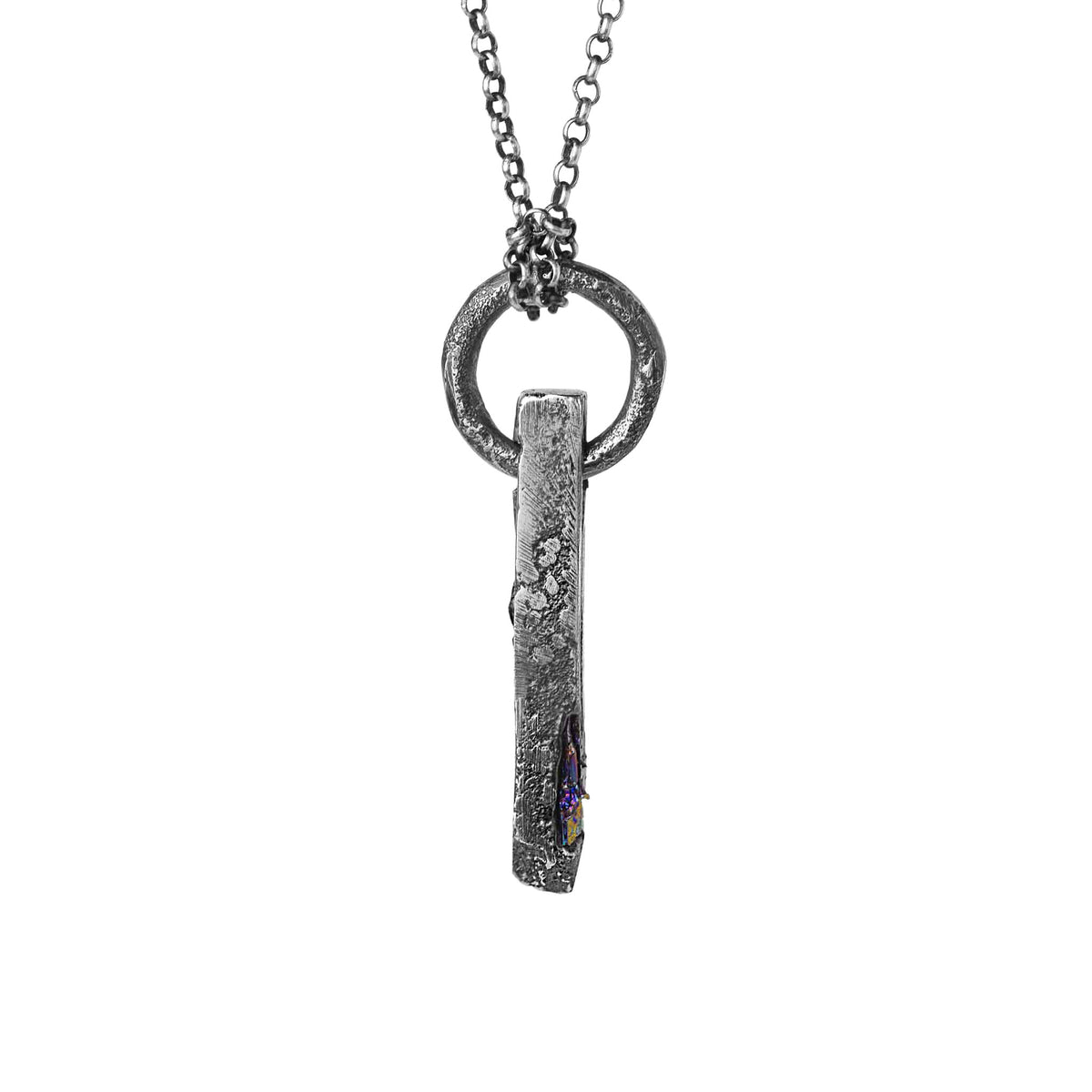 Sterling Silver Ring And Bar Pendant Necklace