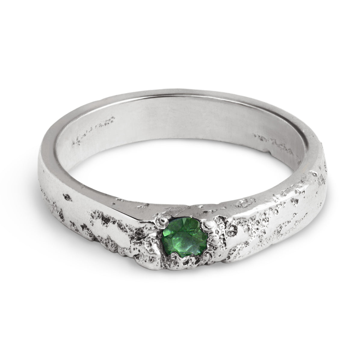 Sterling Silver Drop Ring With Emerald