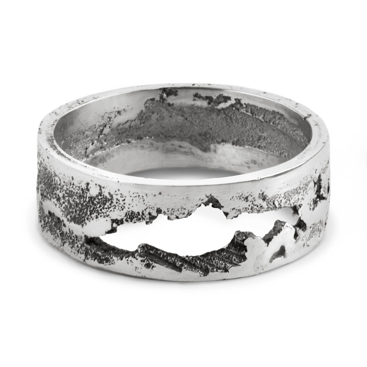 Oxidised Sterling Silver Crater Ring