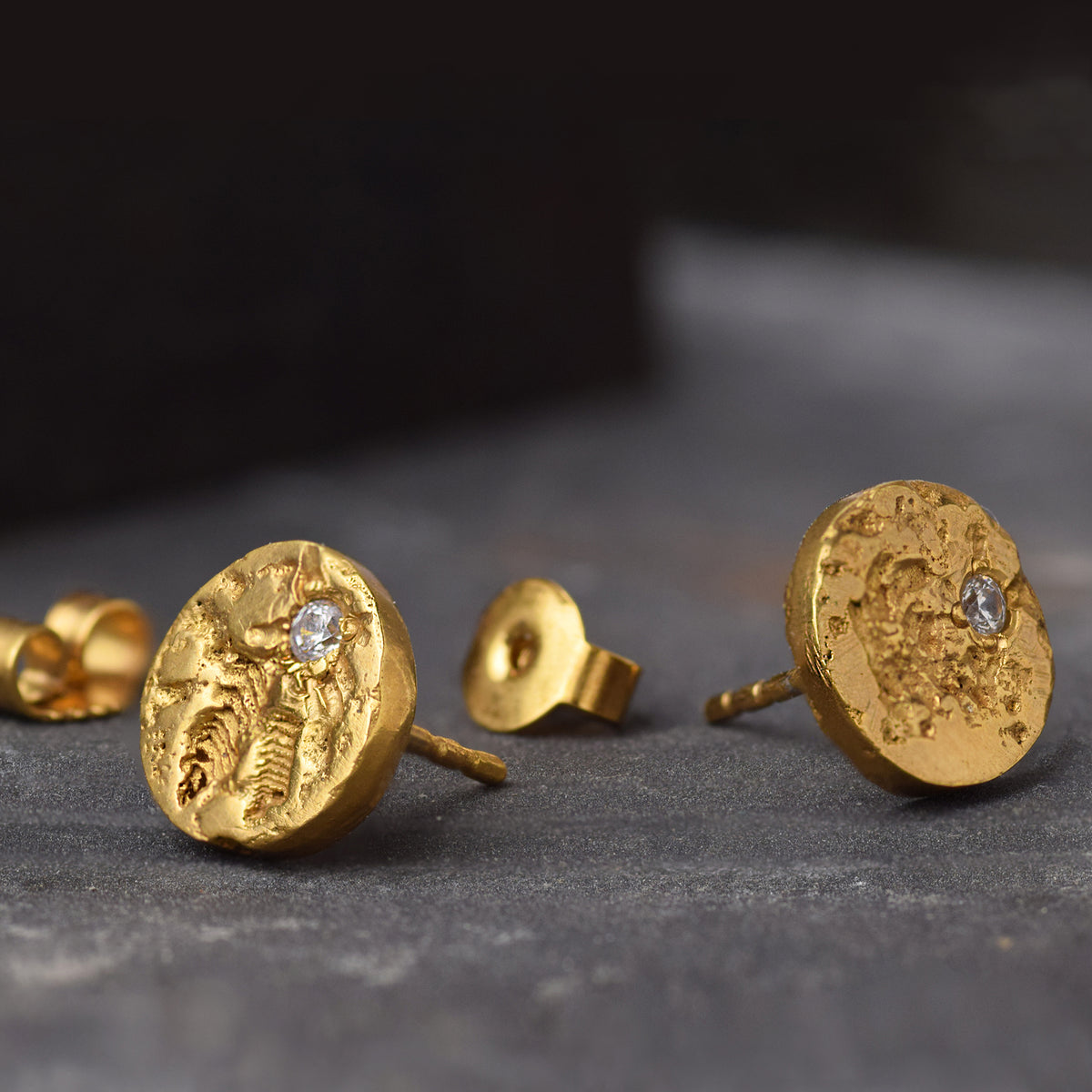 Gold Stud Earrings With A Moissanite Diamond