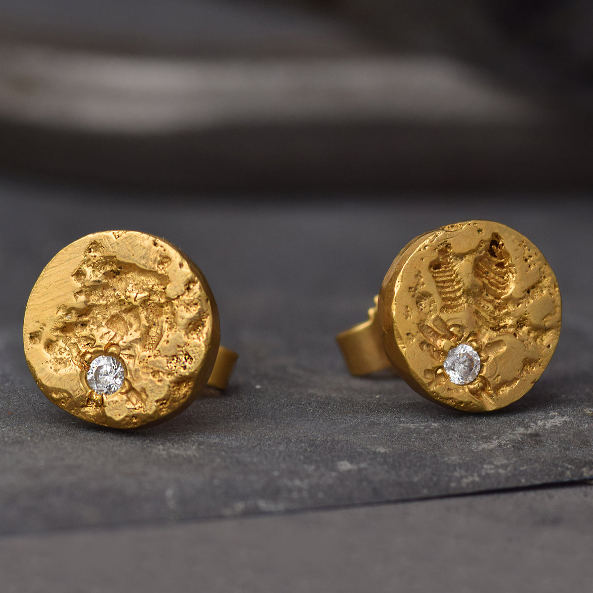 Gold Stud Earrings With A Moissanite Diamond