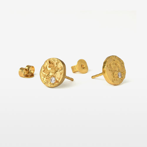 Gold Stud Earrings With A Moissanite Diamond