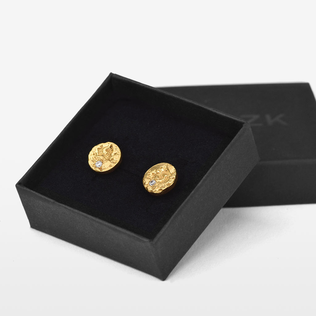 Gold Stud Earrings With A Moissanite Diamond