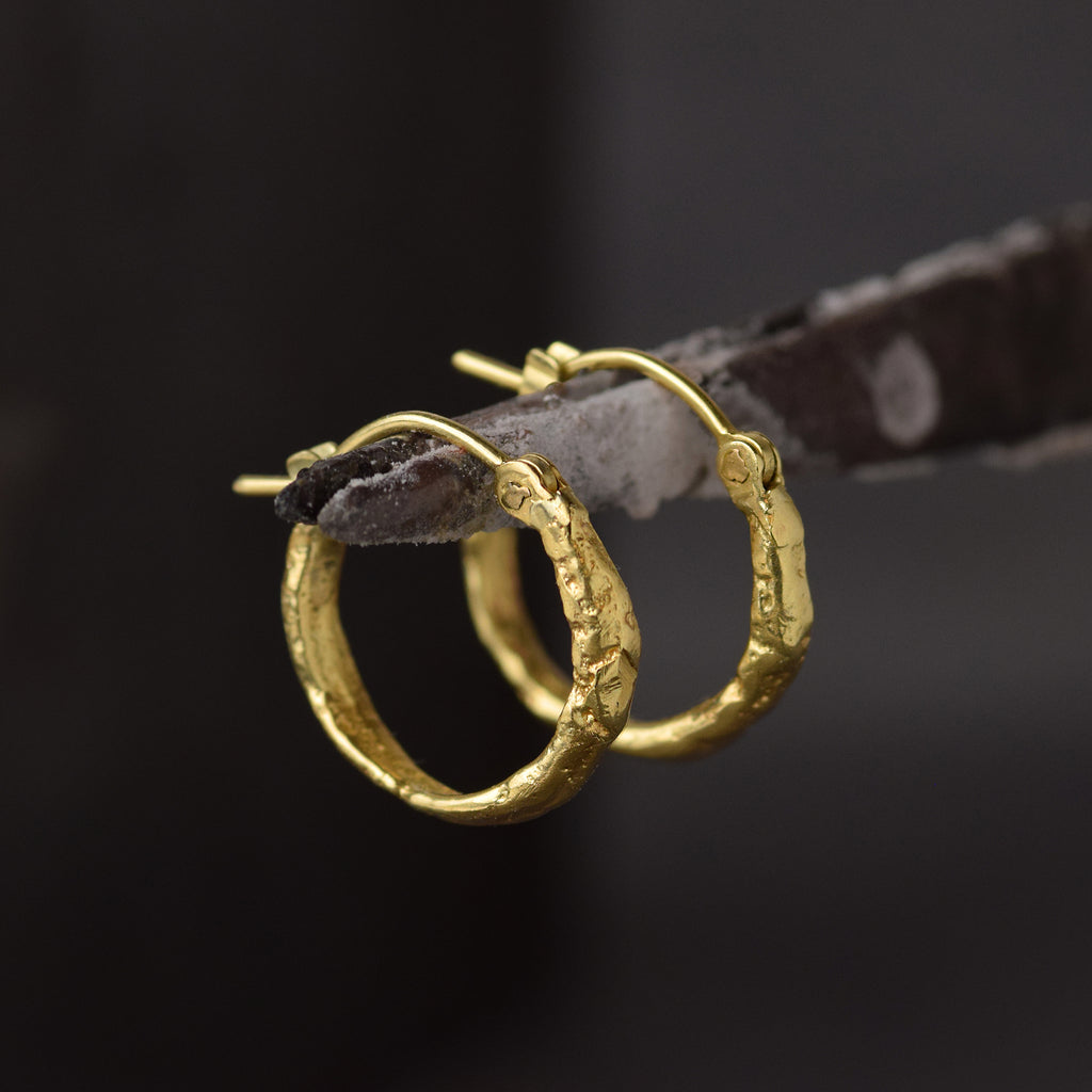 Organic Yellow Gold Hoop Earrings