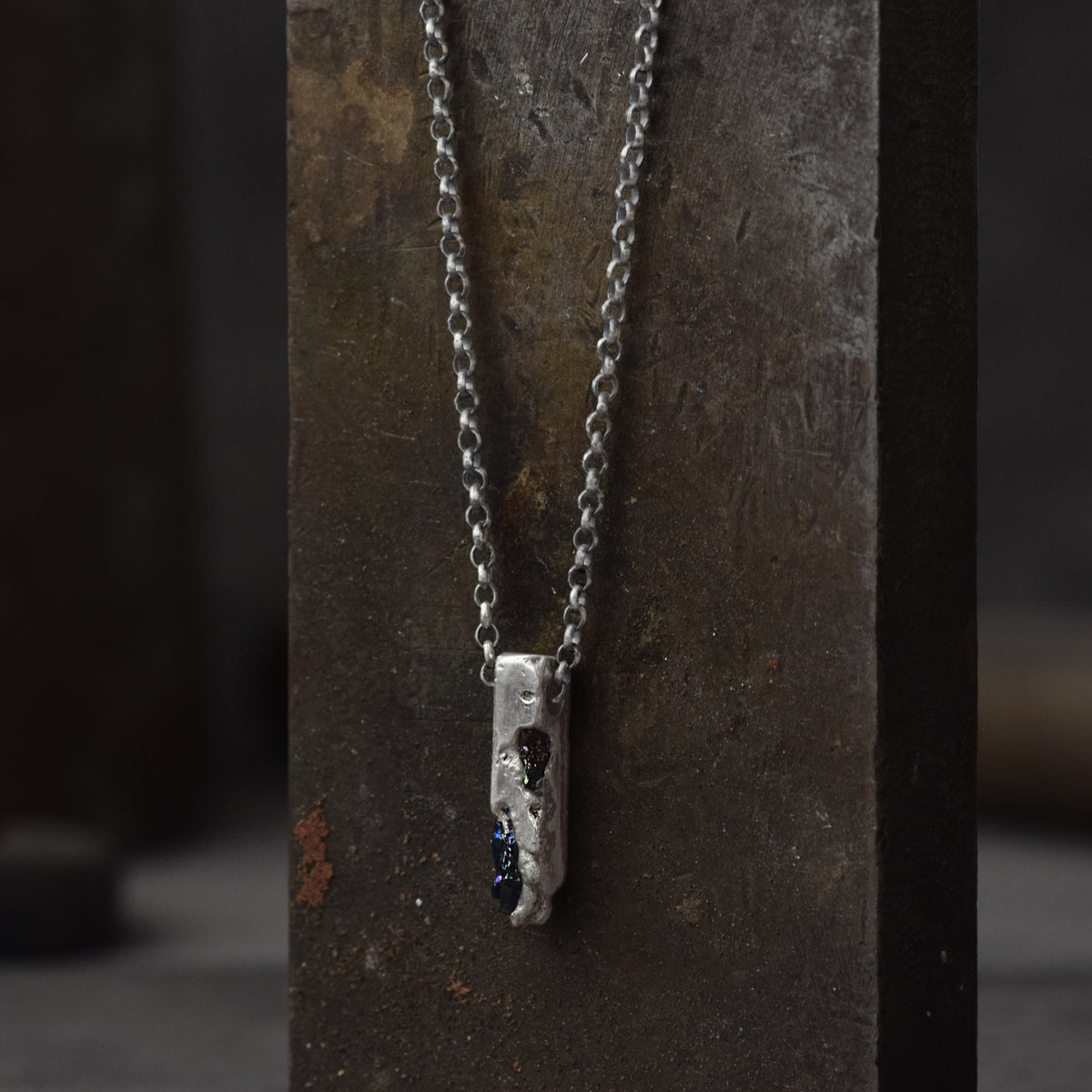 Sterling Silver Pendant With Black Gemstones
