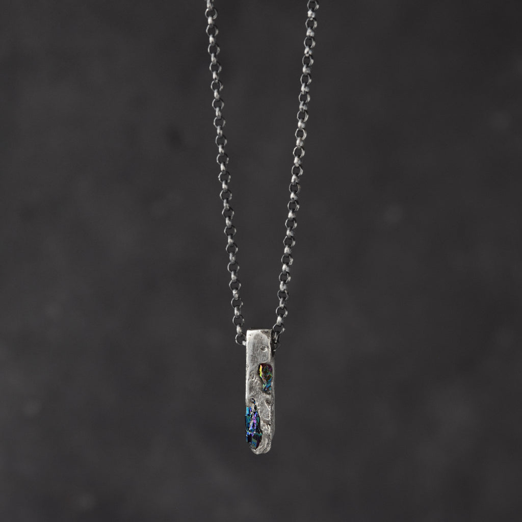 Sterling Silver Pendant With Black Gemstones