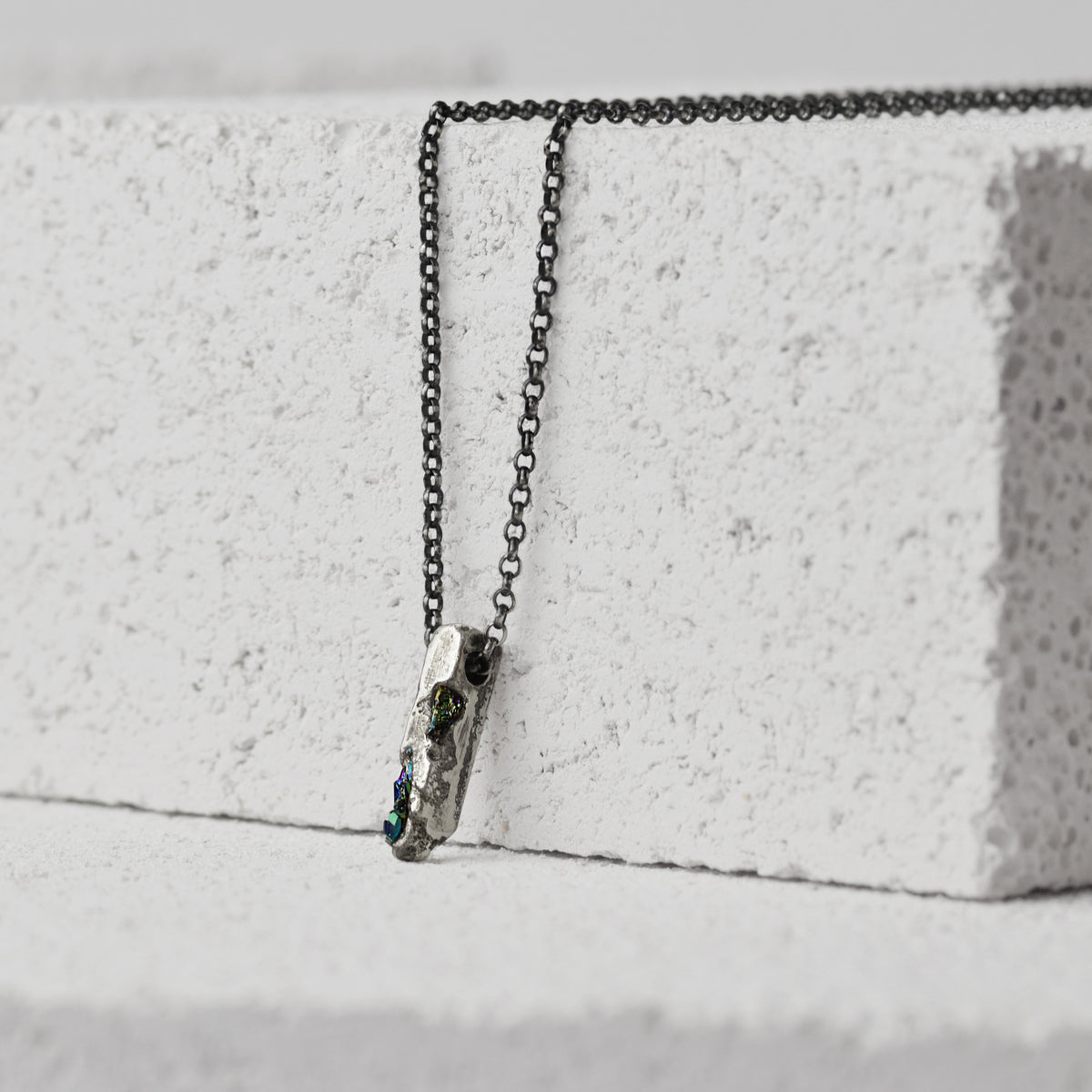 Sterling Silver Pendant With Black Gemstones