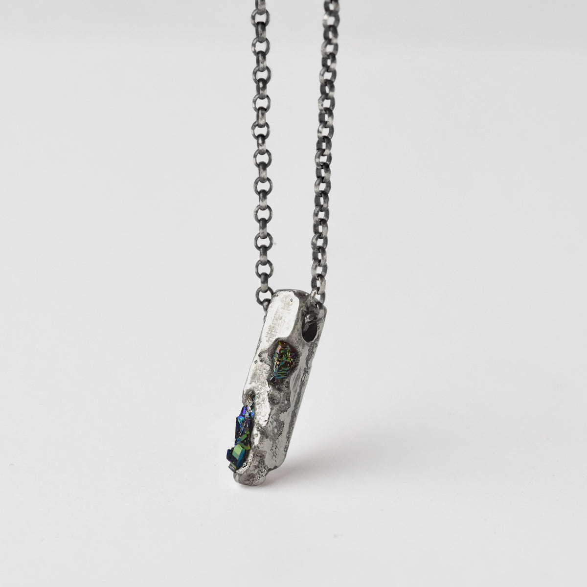 Sterling Silver Pendant With Black Gemstones