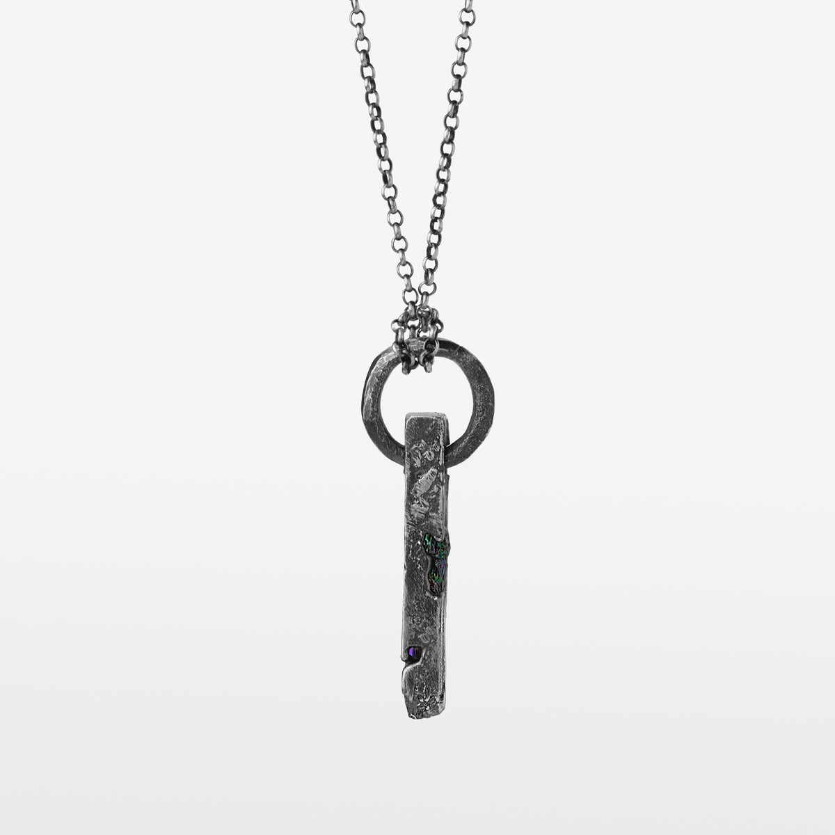 Sterling Silver Ring And Bar Pendant Necklace