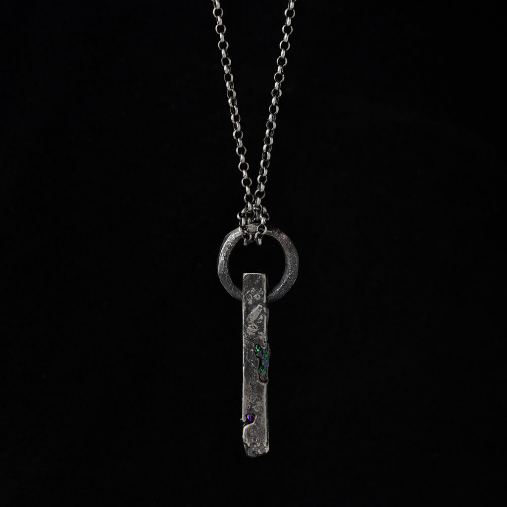 Sterling Silver Ring And Bar Pendant Necklace