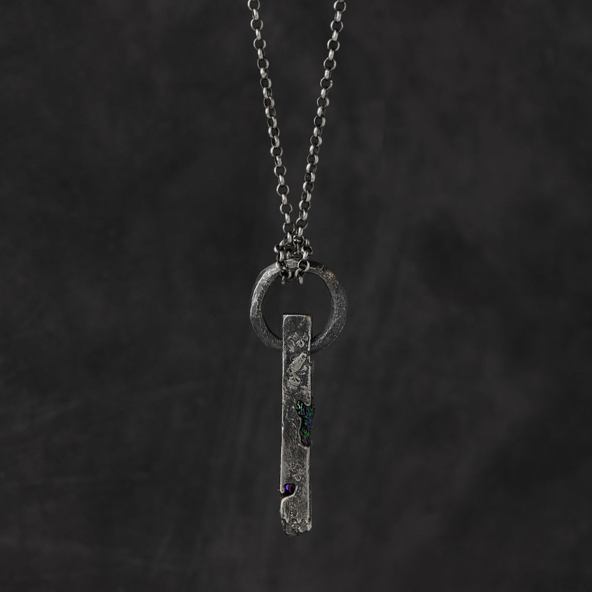 Sterling Silver Ring And Bar Pendant Necklace