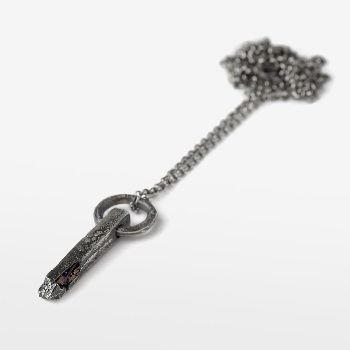 Sterling Silver Ring And Bar Pendant Necklace