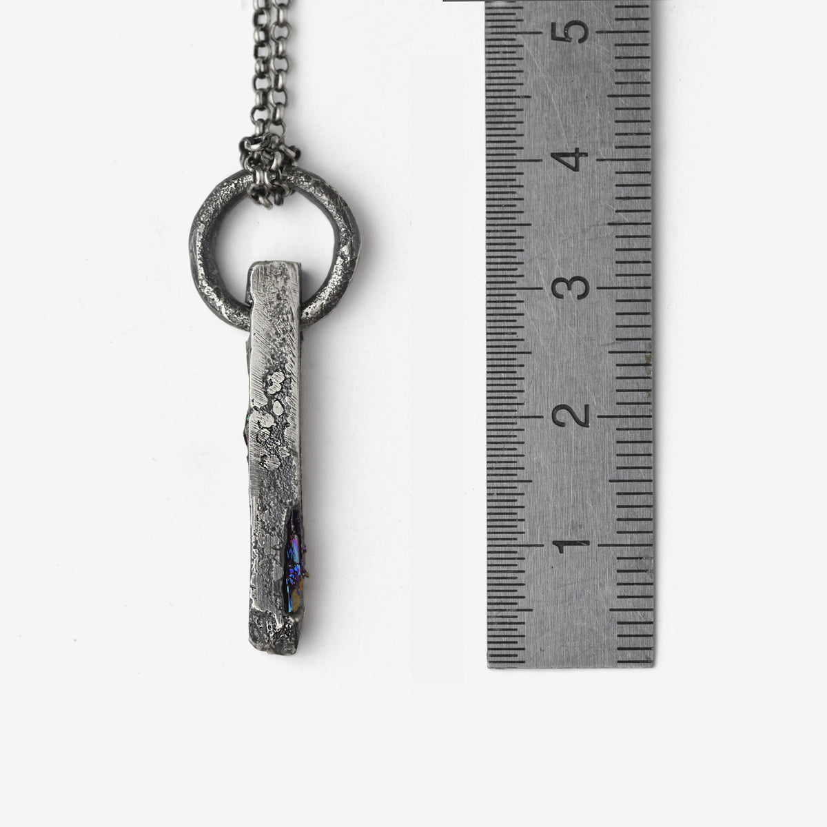 Sterling Silver Ring And Bar Pendant Necklace