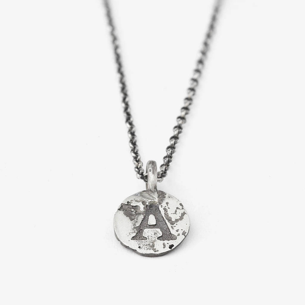 Oxidised Sterling Silver Coin Pendant Necklace