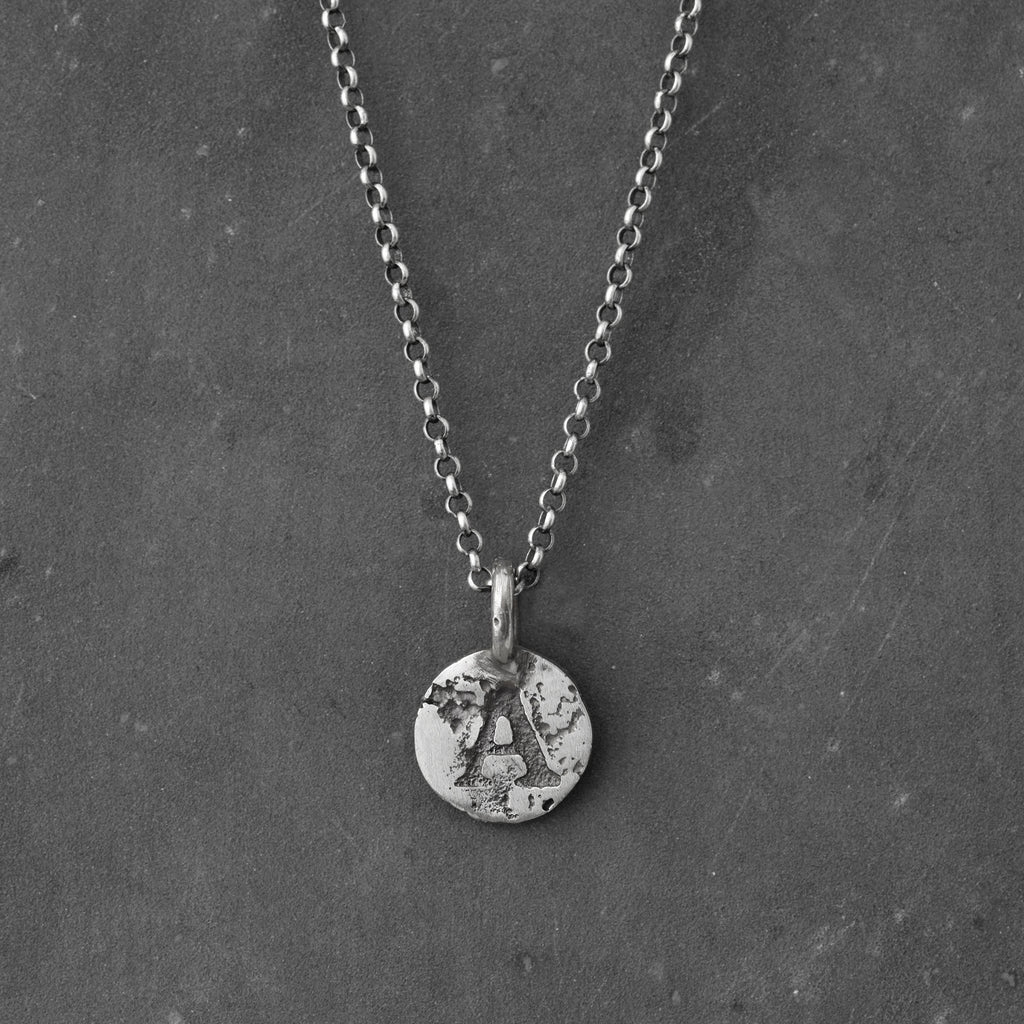 Oxidised Sterling Silver Coin Pendant Necklace