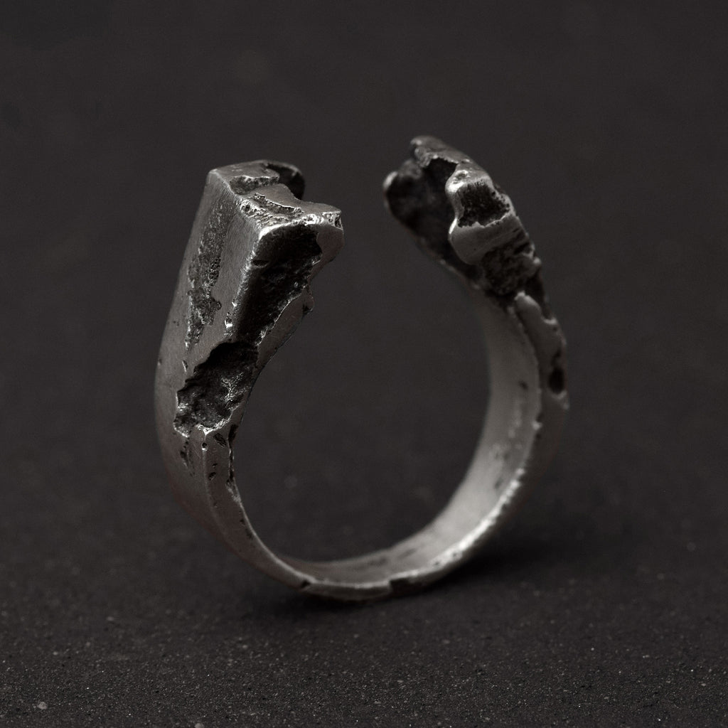 Oxidised Sterling Silver Eroded Signet Ring