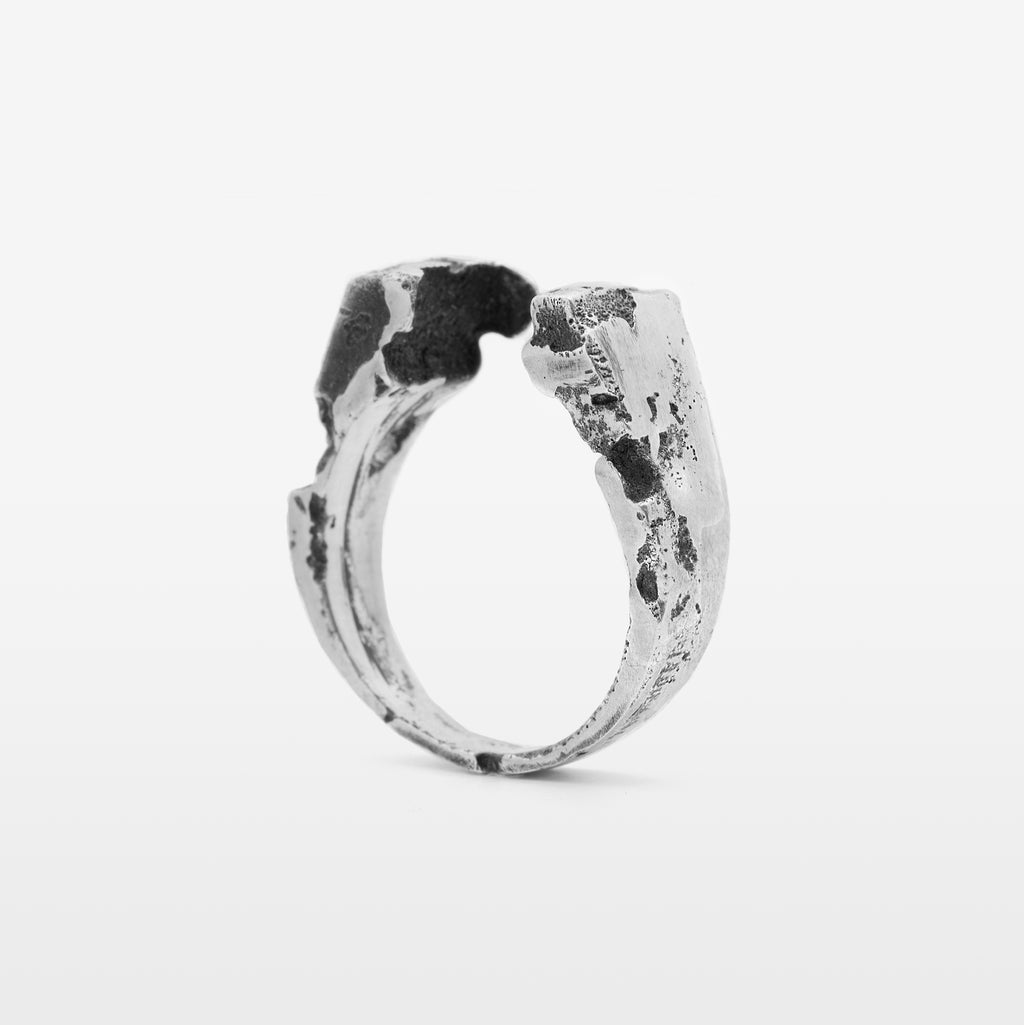 Oxidised Sterling Silver Eroded Signet Ring